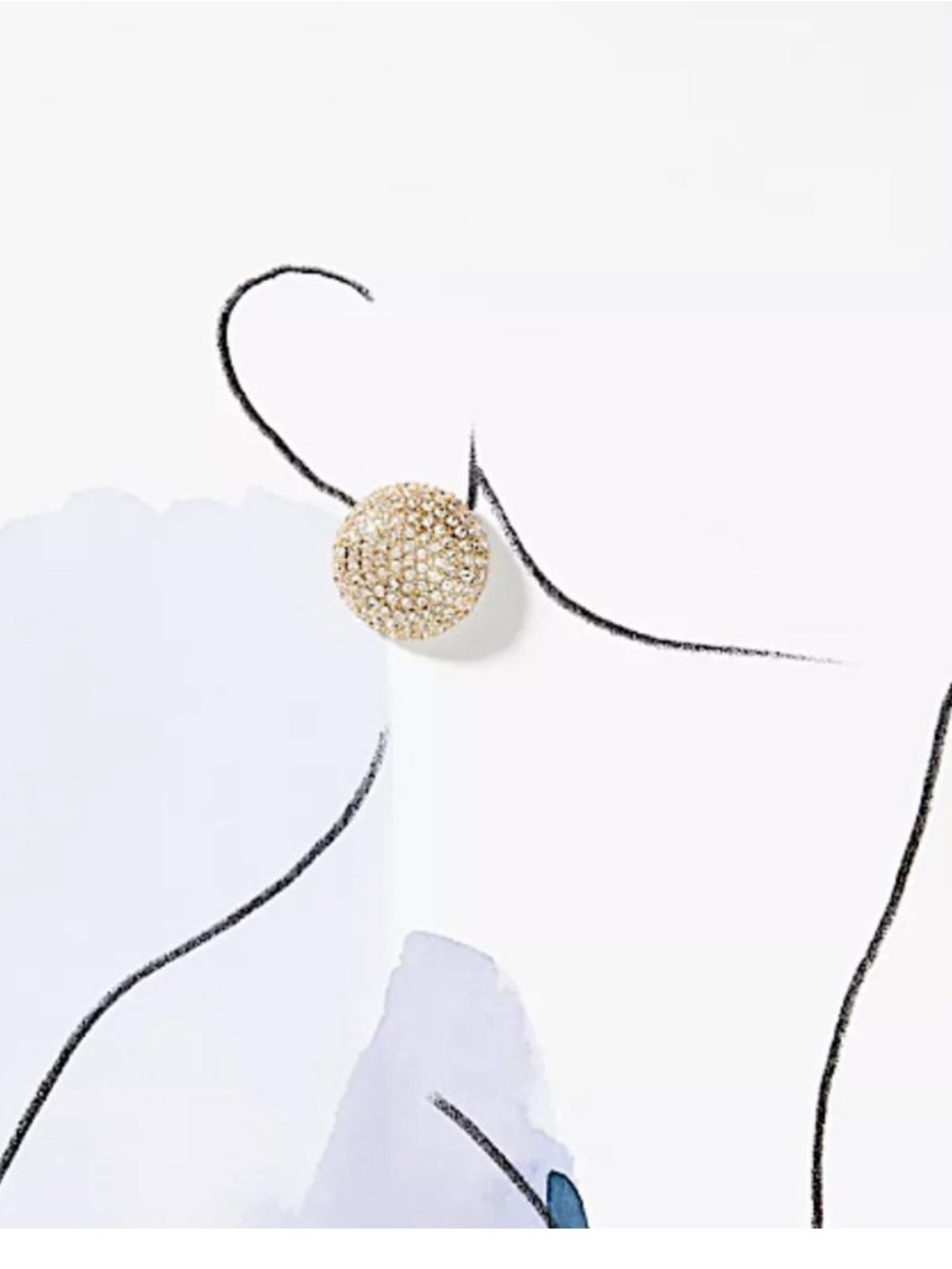 Anthropologie Silver Crystal Dome Stud Earrings